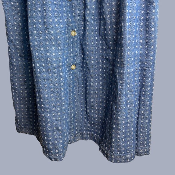 Vintage 80s Mizz Lizz Button Front Denim Shirt Dress - Picture 3 of 12